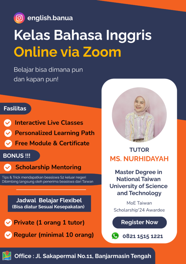 Privat Bahasa Inggris + Bimbingan Beasiswa Luar Negeri ( 1 Bulan)