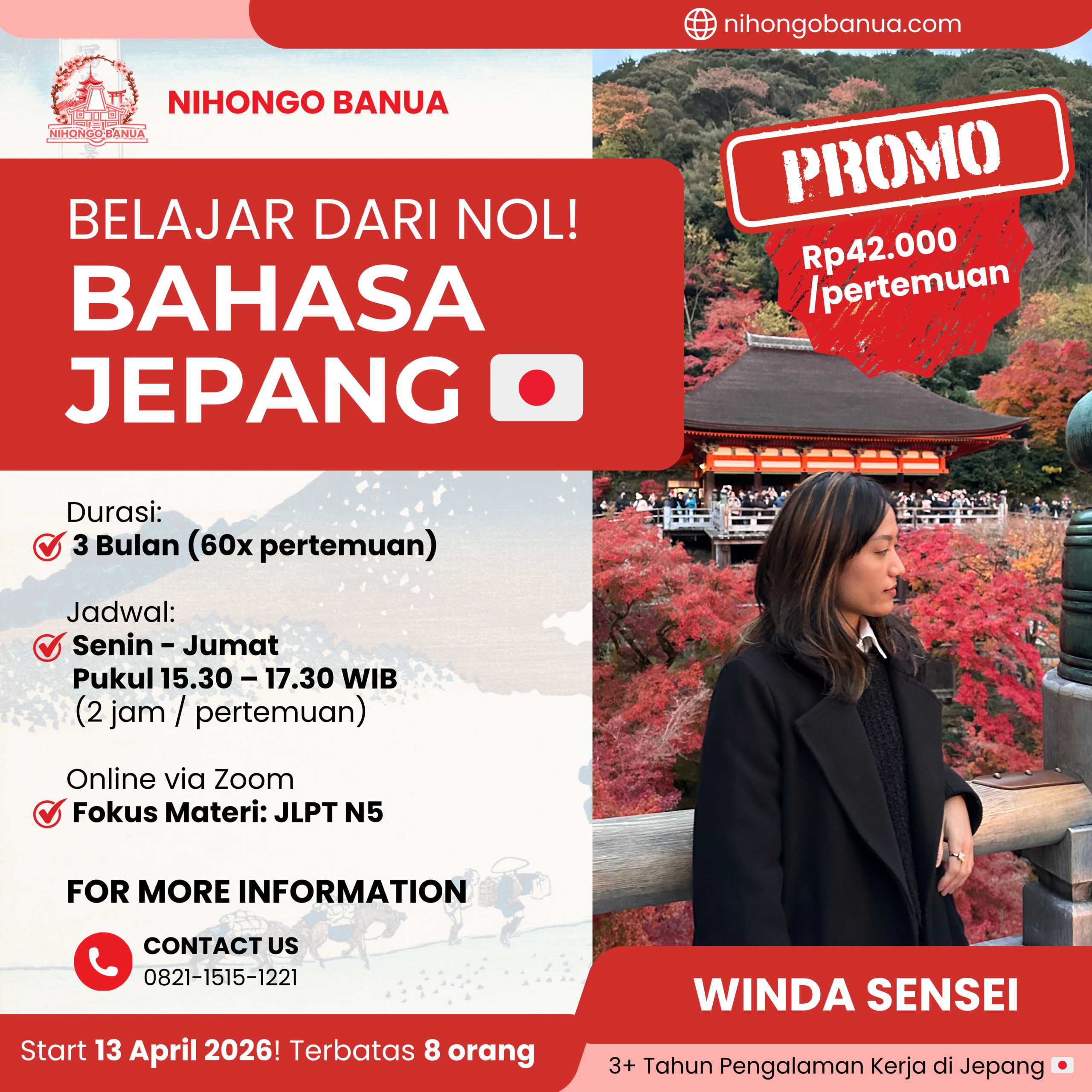 LES BAHASA JEPANG - 3 BULAN